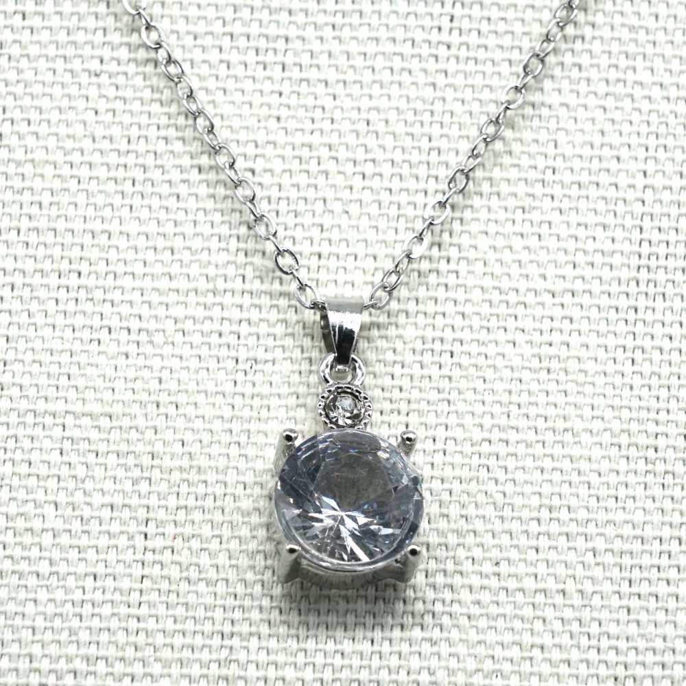 Necklace set with earrings and chain. Clear crystal and chain extension. - Picture 5 of 5